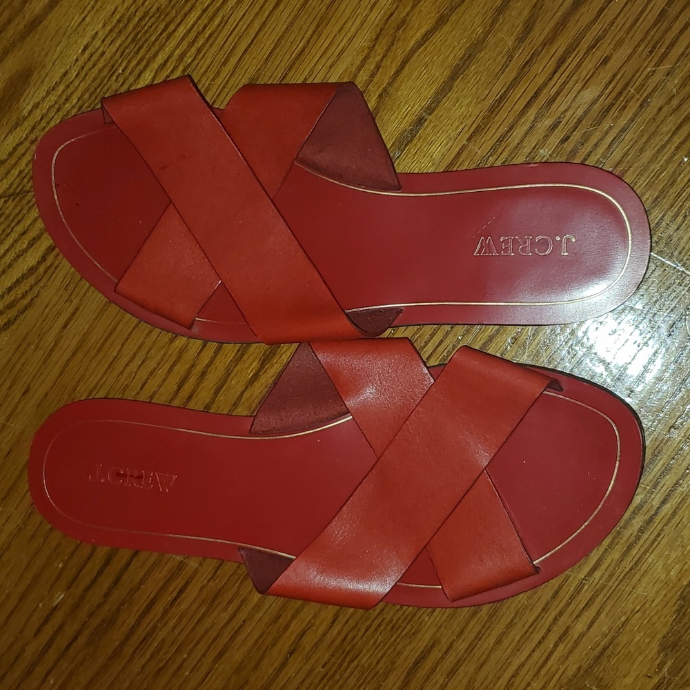 JCrew Red Leather Sandals